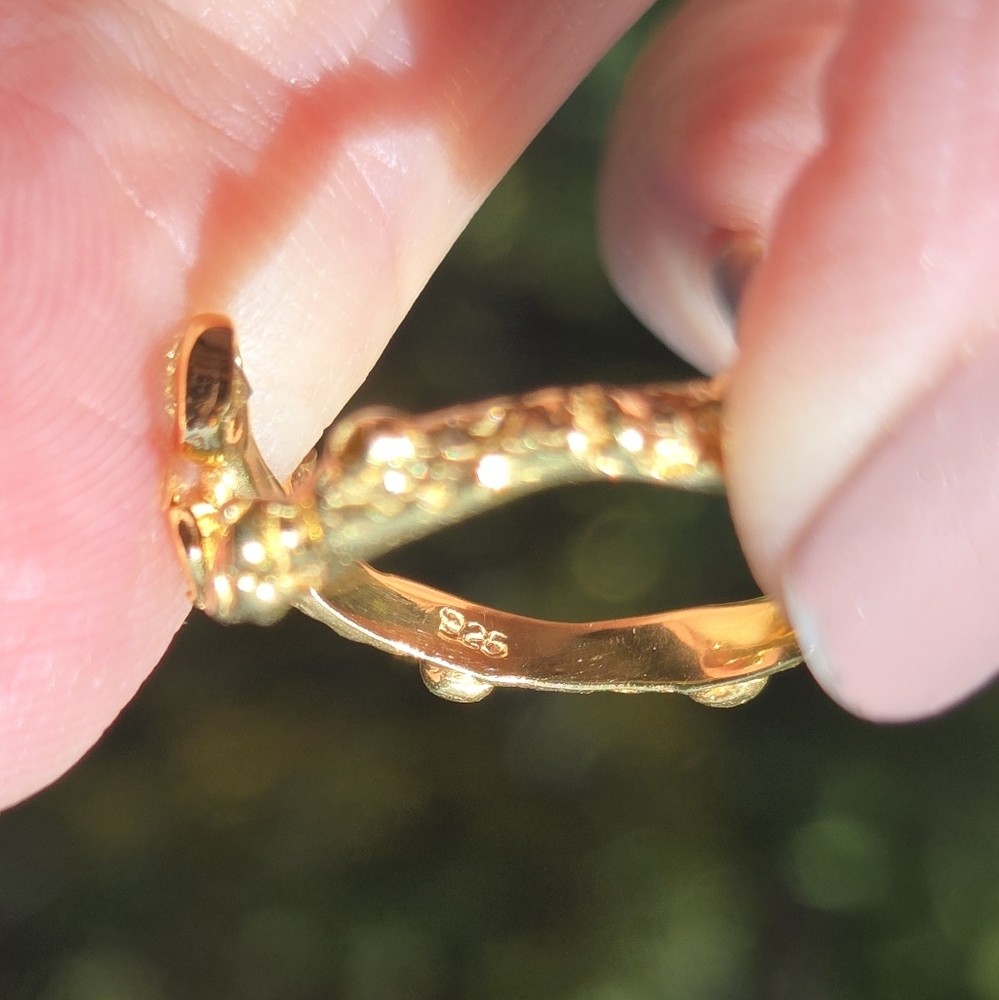 Topaz & Opal Natural Gemstone Sterling & Gold Ring Sz5.5 Adjustable - Picture 7 of 7